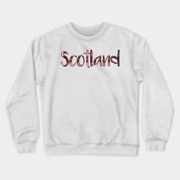 SCOTLAND, Red, Black and White Tartan Style Design Crewneck Sweatshirt by MacPean